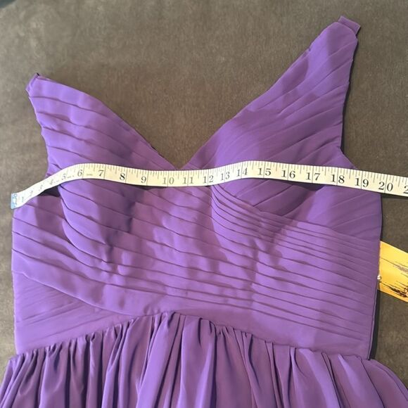 Purple Chiffon Full Length Bridesmaid Formal Dress V-Neck CorsetBack Size 14 NWT - Picture 10 of 11